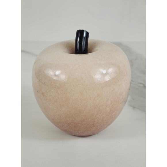 Paperweight Marble Stone Carved Apple Polish 3 1/2" Crowning Touch 80s Vintage - Picture 3 of 14
